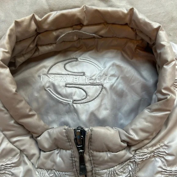 Isabel Metallic Puffer Jacket Womens XL 44 Y2K Streetwear Quiet Luxury Cybercore - Picture 3 of 5
